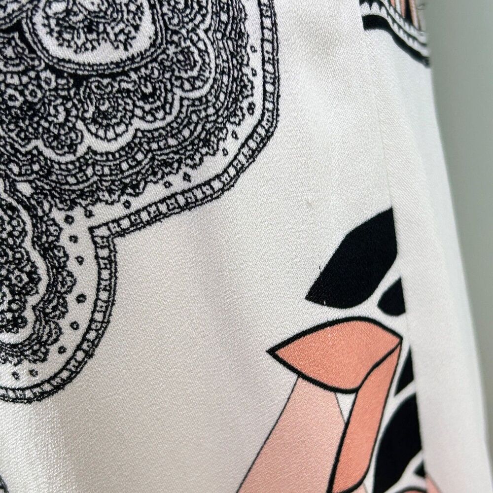 NWT REISS Hope Scarf Print Wrap Dress Asymmetrical Hem Pink White Black US 14 - Picture 16 of 16